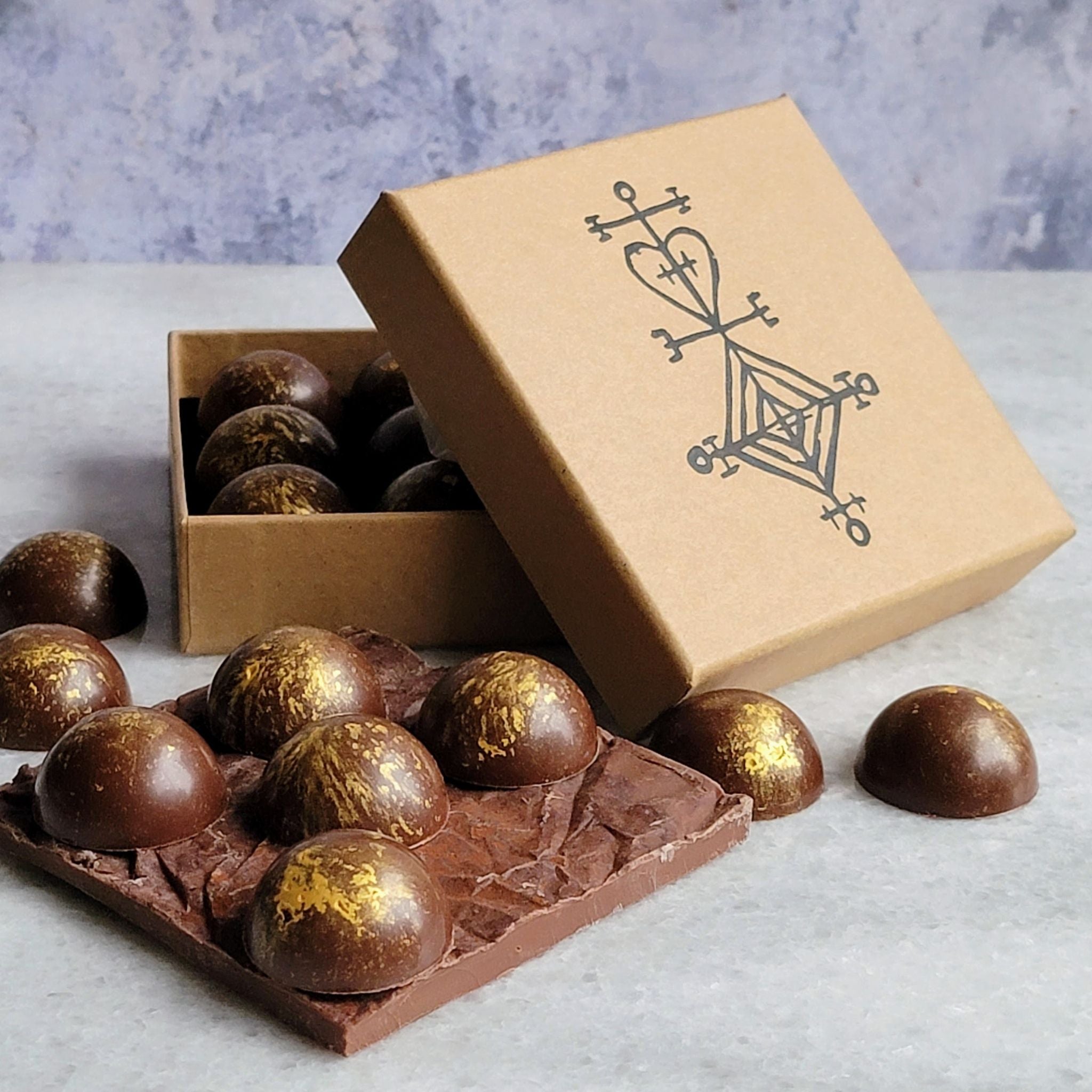 Gold Dusted Caramel Filled Dark Chocolates Gift Box